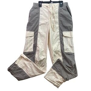 Happily Grey Pants Womens‎ Medium Color Block Cargo Gorpcore Drawstring Baggy